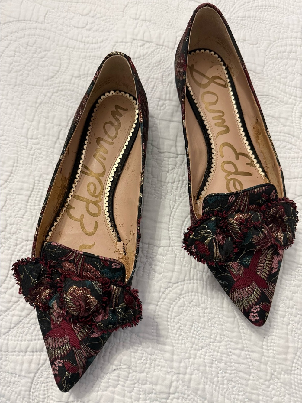 Sam Edelman Raisa brocade flats with a pointed toe and bow